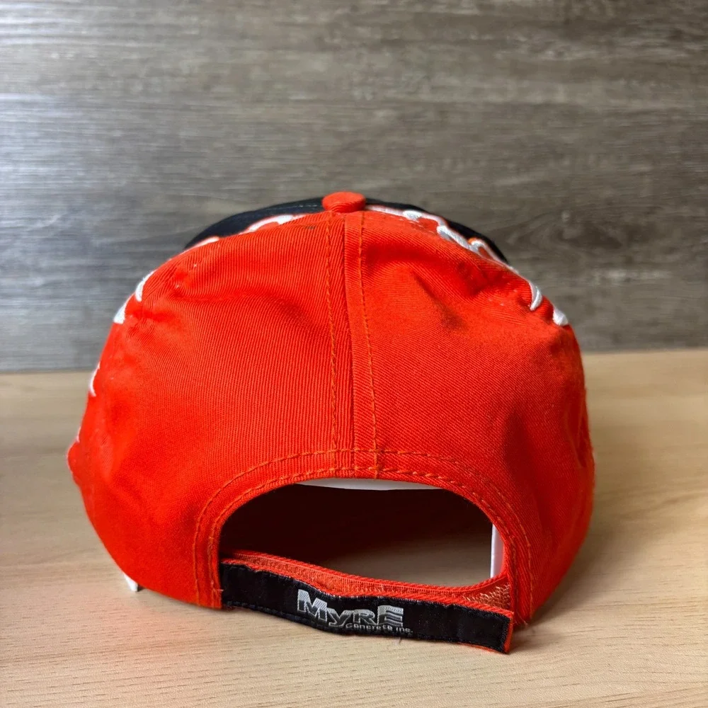 MYRE Concrete Inc Hat Cap Strap Back Black Orange Flames